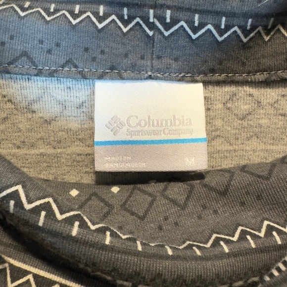 Columbia Turtleneck Top Womens M Fair Isle Gray Black White Cotton Blend Outdoor - Picture 3 of 6